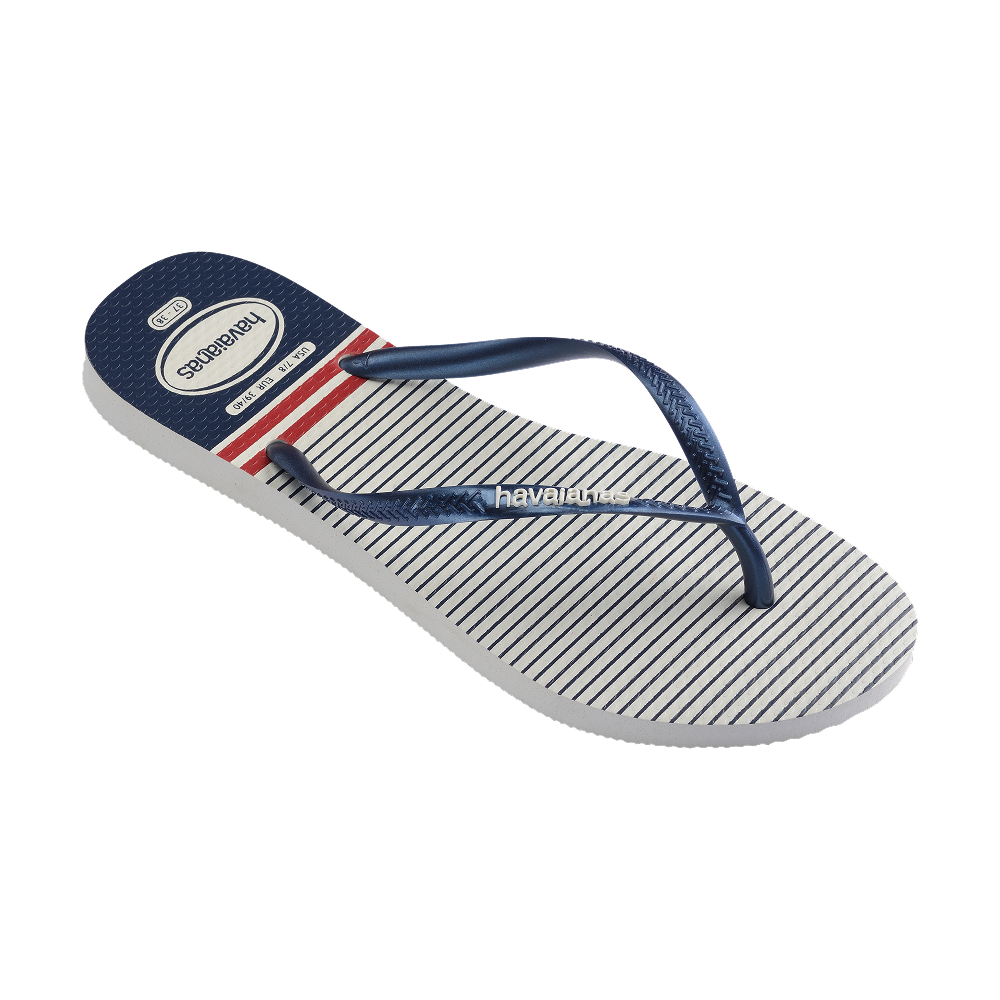 Havaianas Slim Nautical White/Navy/Red Flip Flops Side View