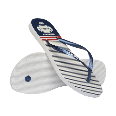 Havaianas Slim Nautical White/Navy/Red Flip Flops Pair Shot