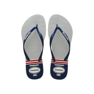 Havaianas Slim Nautical White/Navy/Red Flip Flops Front View