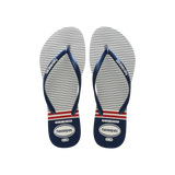 Havaianas Slim Nautical White/Navy/Red Flip Flops Front View