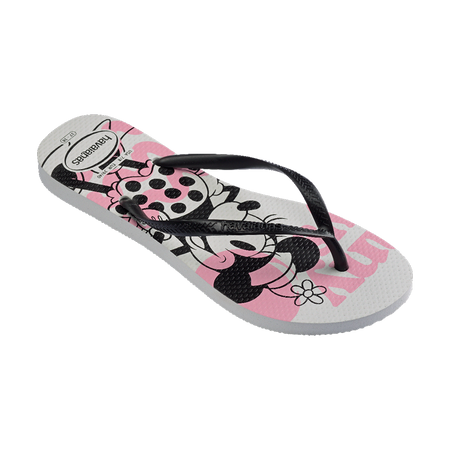 Havaianas Slim Disney Flip Flops White/Black Flip Flops Side View