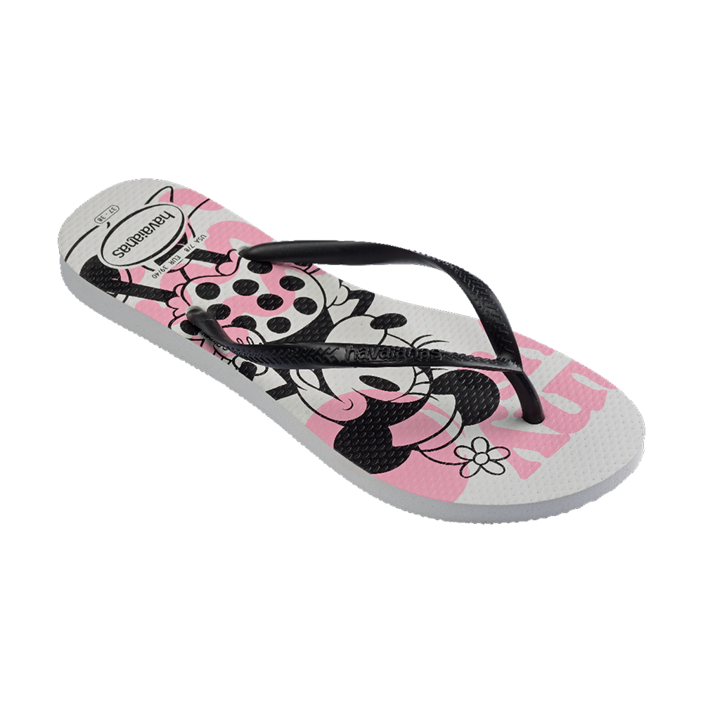 Havaianas Slim Disney Flip Flops White/Black Flip Flops Side View