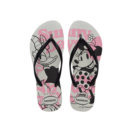 Havaianas Slim Disney Flip Flops White/Black Flip Flops Front View