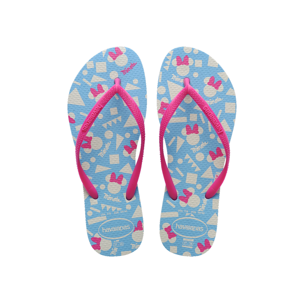 Havaianas Slim Disney Flip Flops Blue/Pink Flip Flops Front View