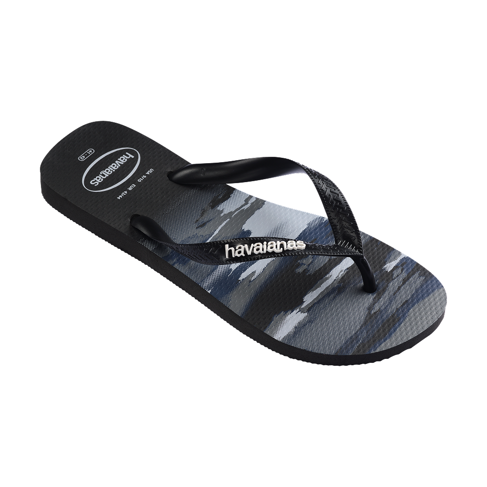Havaianas Top Camu Flip Flops Black/Black/White Flip Flops Side View