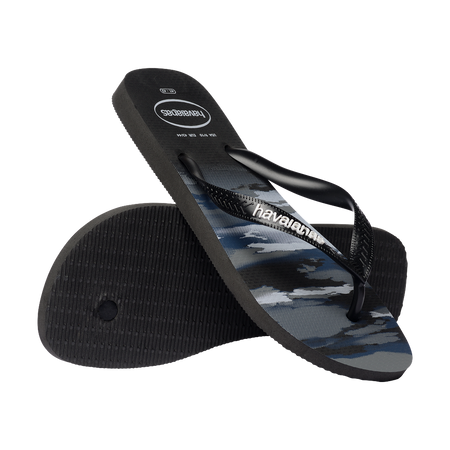 Havaianas Top Camu Flip Flops Black/Black/White Flip Flops Pair Shot