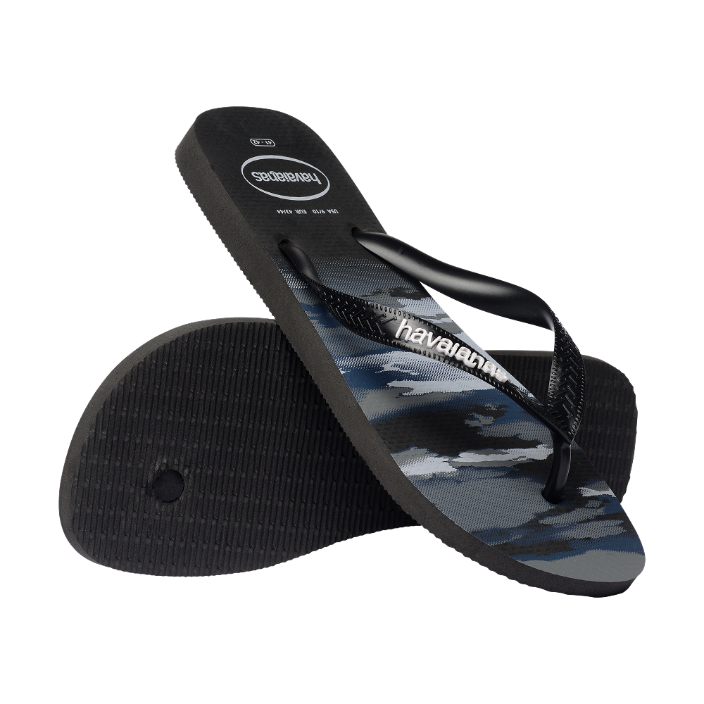 Havaianas Top Camu Flip Flops Black/Black/White Flip Flops Pair Shot