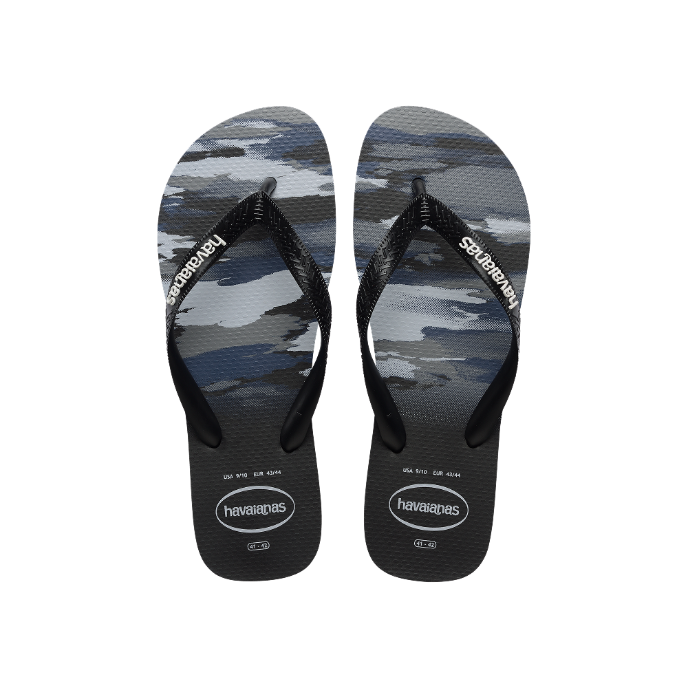 Havaianas Top Camu Flip Flops Black/Black/White Flip Flops Front View