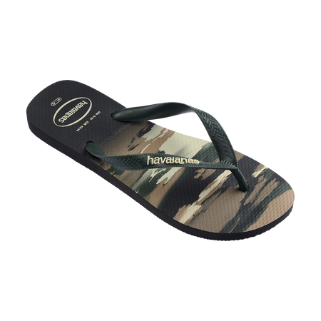 Havaianas Top Camu Flip Flops Black/Green Olive Flip Flops Side View