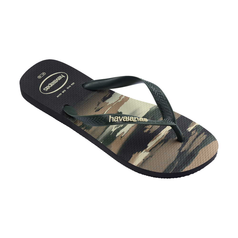 Havaianas Top Camu Flip Flops Black/Green Olive Flip Flops Side View