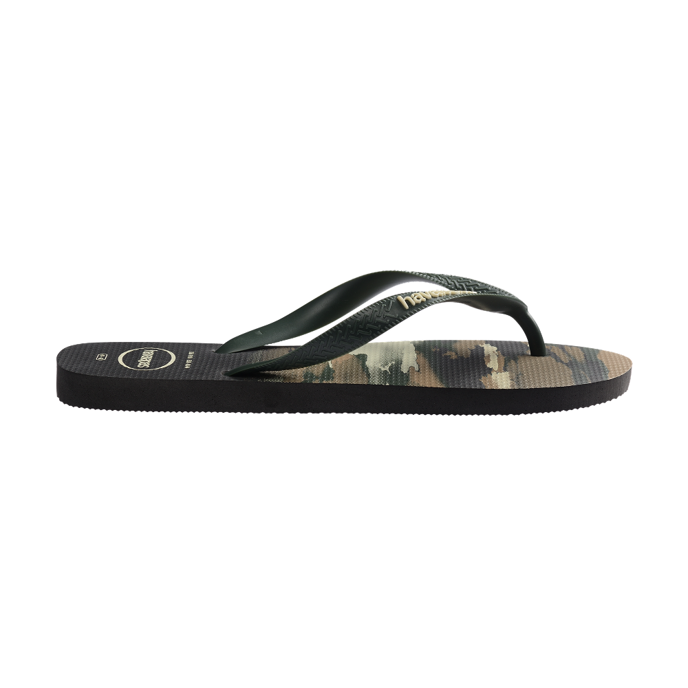Havaianas Top Camu Flip Flops Black/Green Olive Flip Flops Detail View