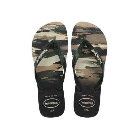 Havaianas Top Camu Flip Flops Black/Green Olive Flip Flops Front View