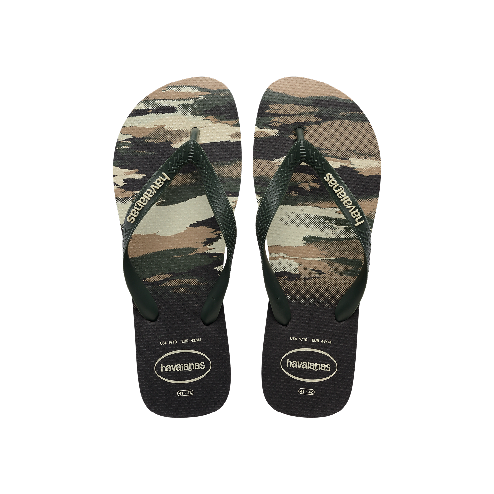 Havaianas Top Camu Flip Flops Black/Green Olive Flip Flops Front View