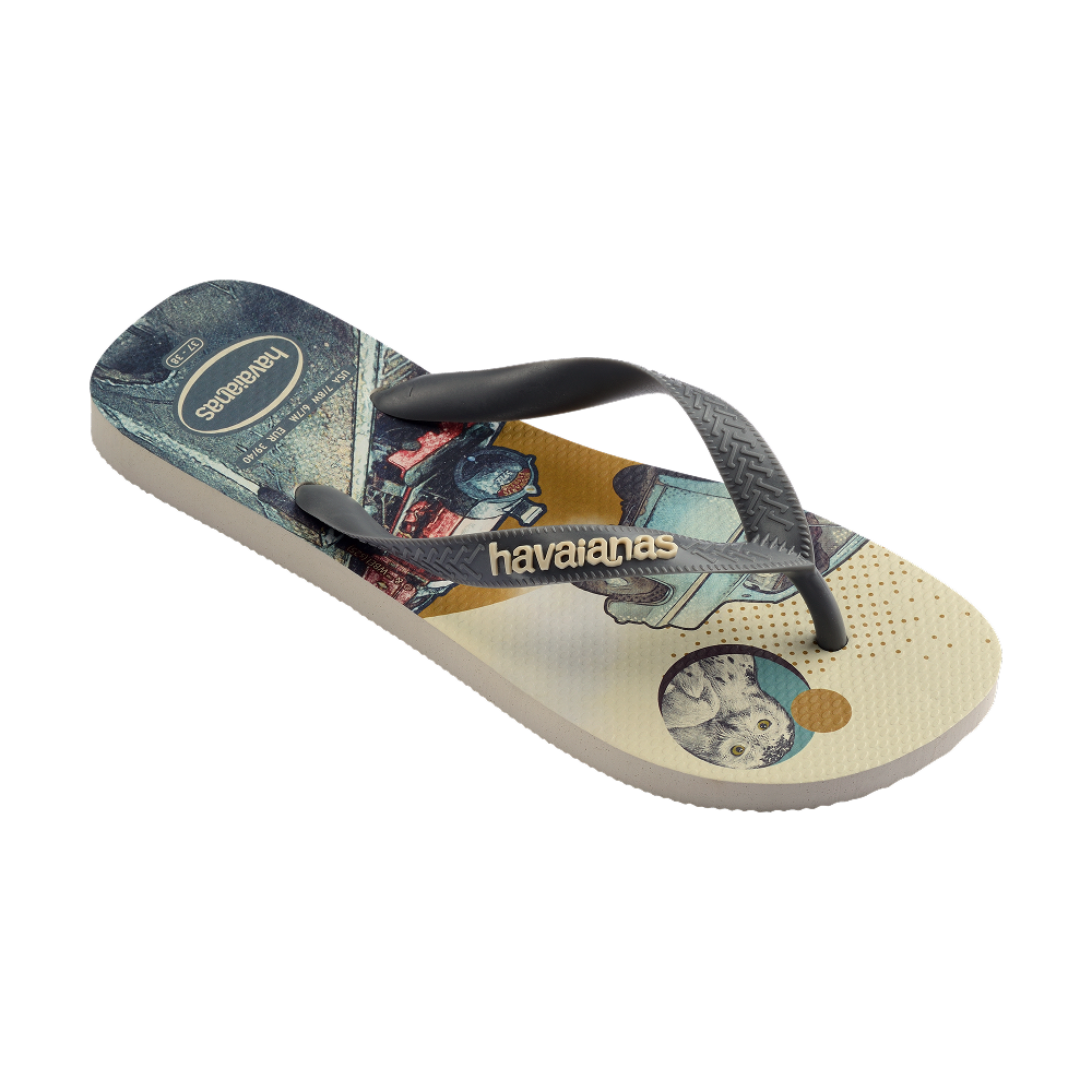 Havaianas Harry Potter Flip Flops Beige/Gray Steel Flip Flops Side View