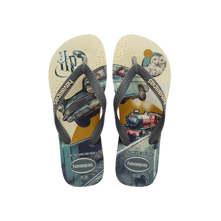 Havaianas Harry Potter Flip Flops Beige/Gray Steel Flip Flops Front View