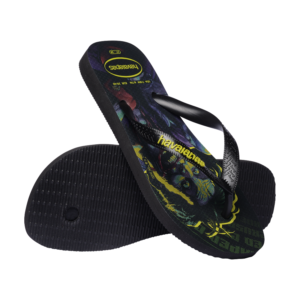 Havaianas Top Heróis Dc Black/Black/Black Flip Flops Pair Shot