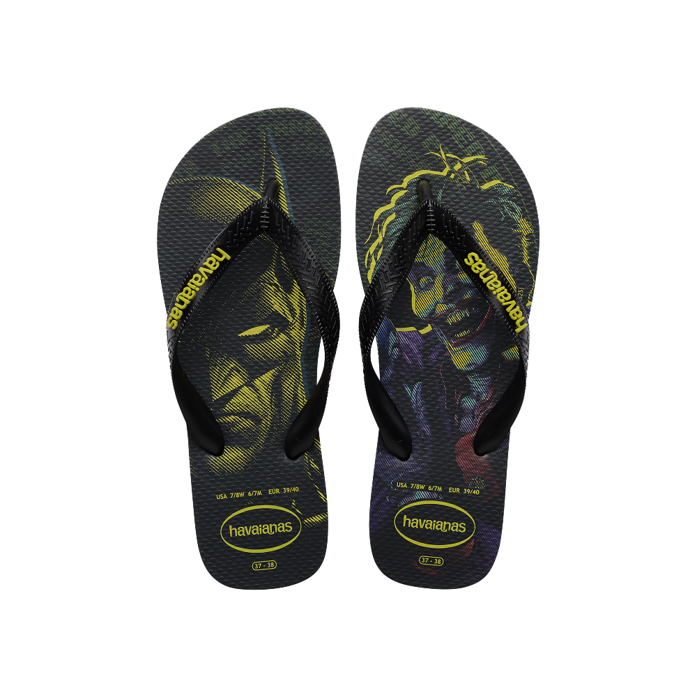 Havaianas Top Heróis Dc Black/Black/Black Flip Flops Front View