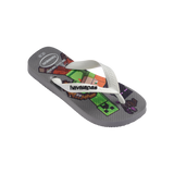 Havaianas Kids Minecraft Gray Steel/White Flip Flops Side View