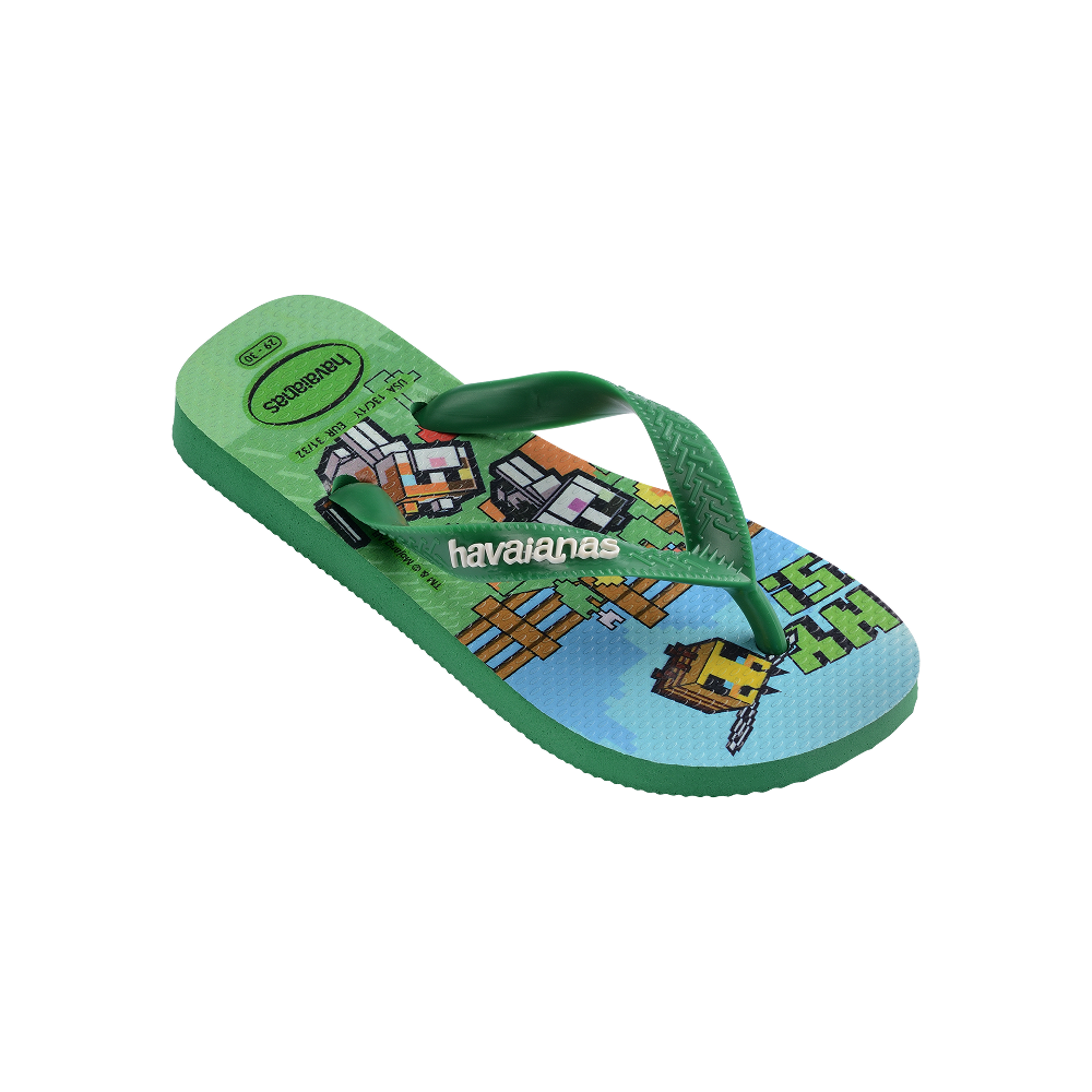 Havaianas Kids Minecraft Green Flip Flops Side View