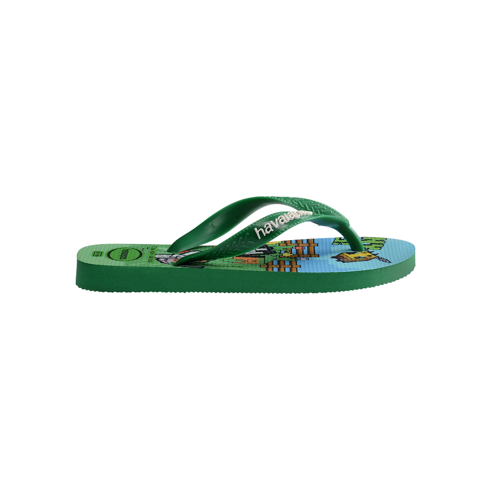 Havaianas Kids Minecraft Green Flip Flops Detail View