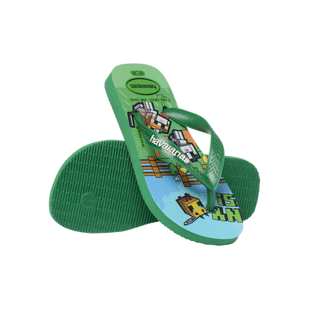 Havaianas Kids Minecraft Green Flip Flops Pair Shot