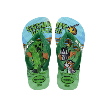 Havaianas Kids Minecraft Green Flip Flops Front View