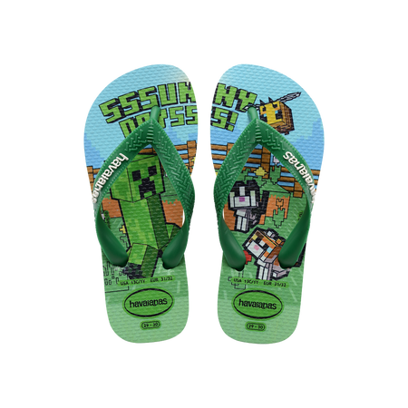 Havaianas Kids Minecraft Green Flip Flops Front View