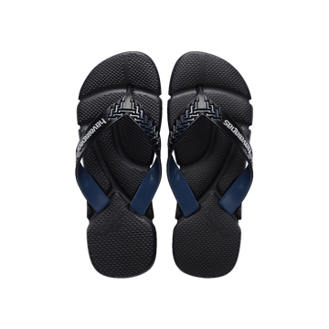 Havaianas Power 2.0 Black/Indigo Blue Flip Flops Front View