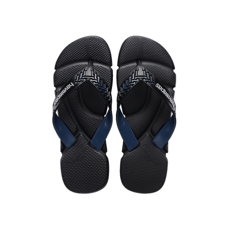 Havaianas Power 2.0 Black/Indigo Blue Flip Flops Front View