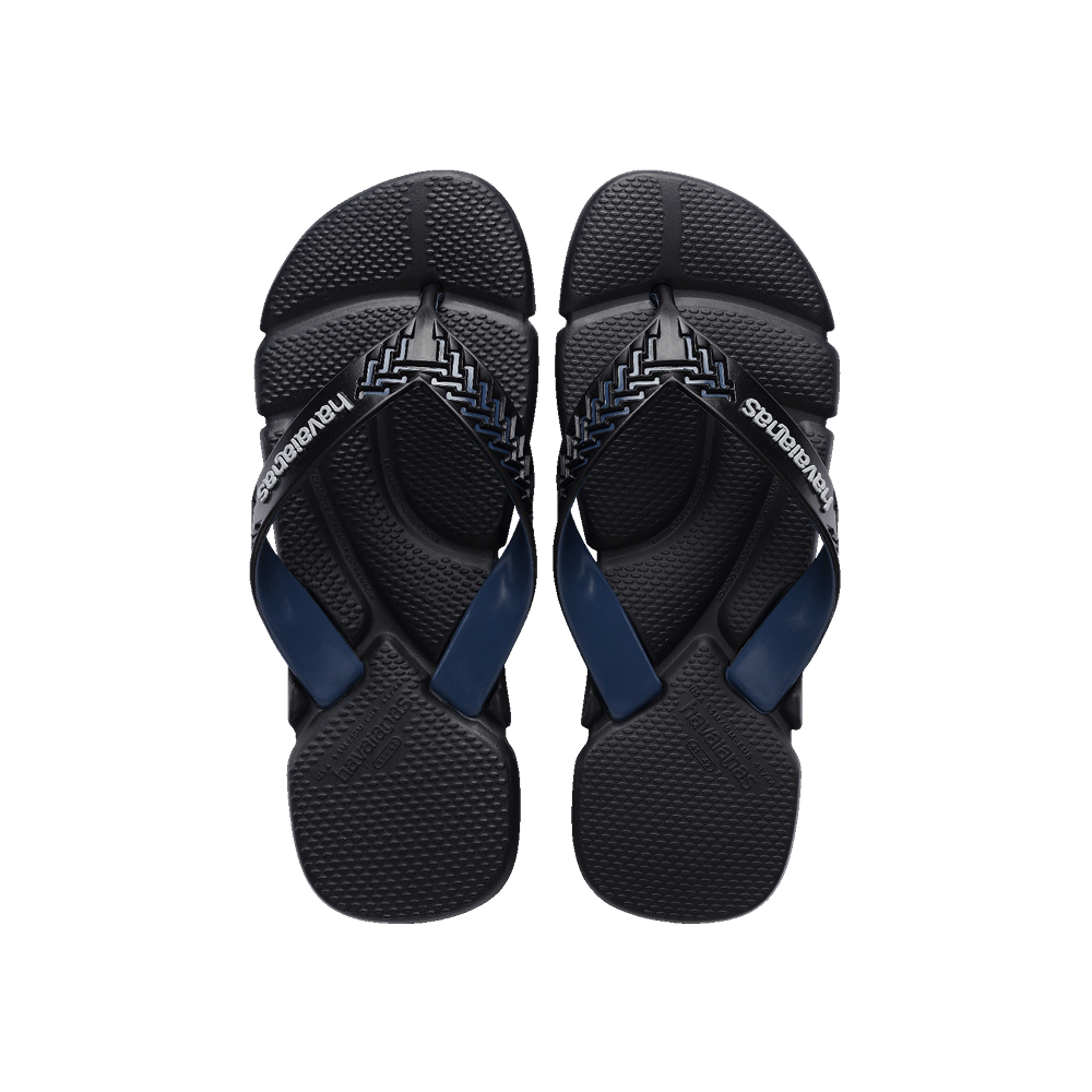 Havaianas Power 2.0 Black/Indigo Blue Flip Flops Front View