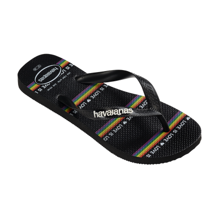 Havaianas Top Pride Black/Black/White Flip Flops Side View