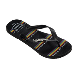 Havaianas Top Pride Black/Black/White Flip Flops Side View