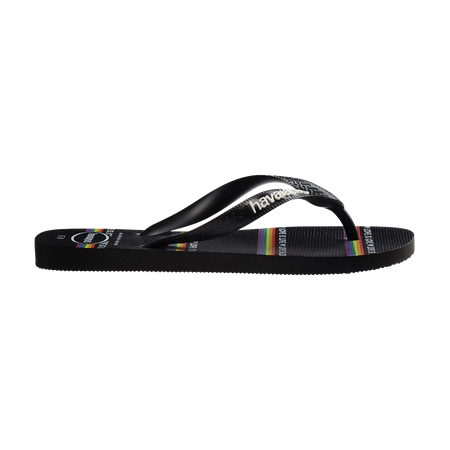 Havaianas Top Pride Black/Black/White Flip Flops Detail View