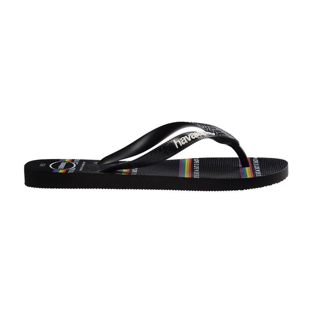 Havaianas Top Pride Black/Black/White Flip Flops Detail View