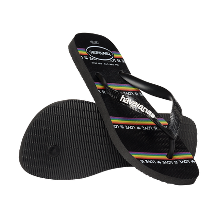 Havaianas Top Pride Black/Black/White Flip Flops Pair Shot