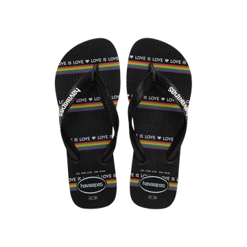 Havaianas Top Pride Black/Black/White Flip Flops Front View