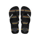 Havaianas Top Pride Black/Black/White Flip Flops Front View