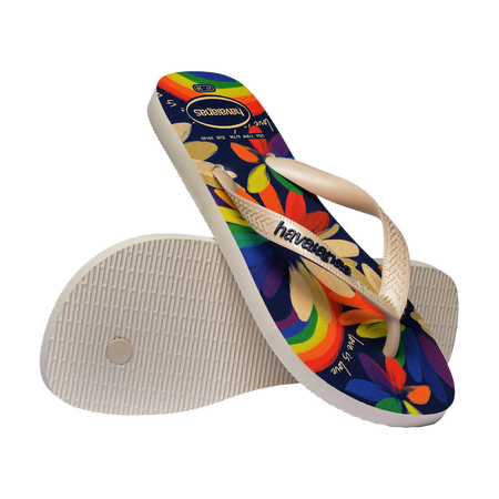 Havaianas Top Pride Beige Straw/Beige Straw Flip Flops Pair Shot
