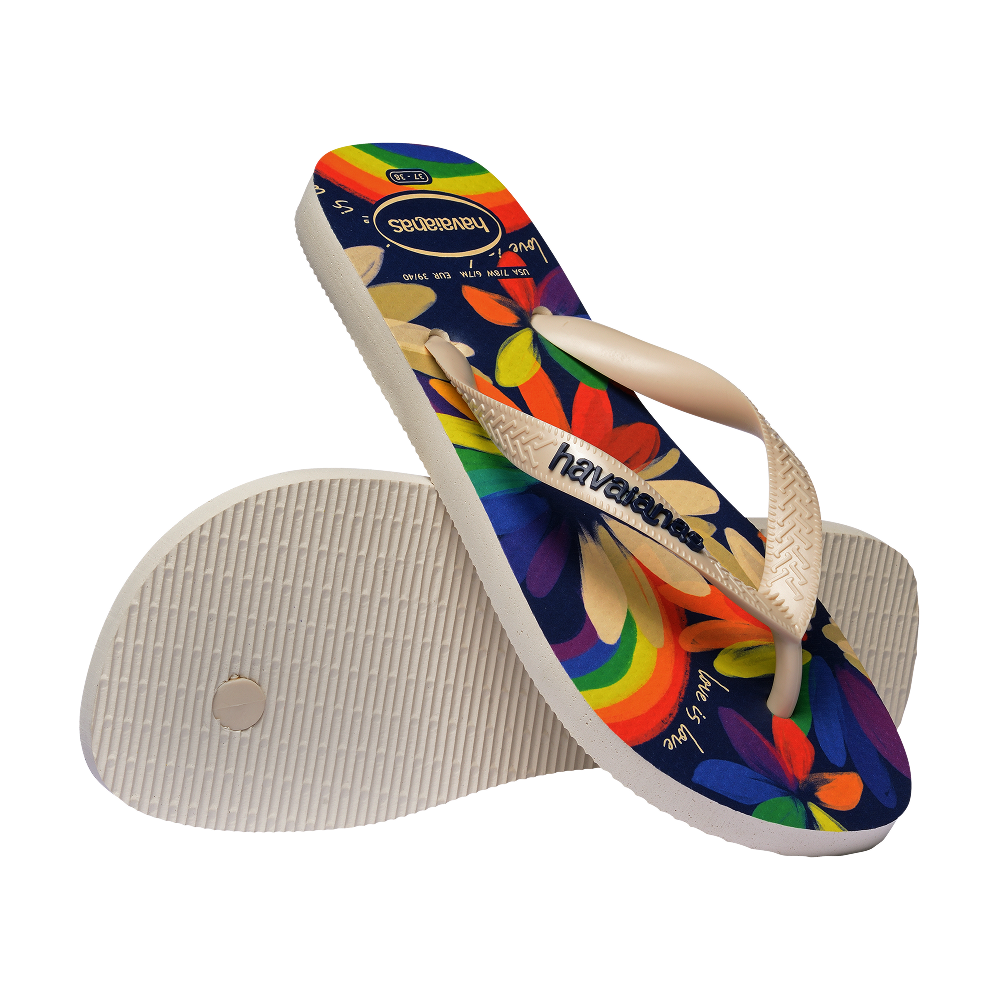 Havaianas Top Pride Beige Straw/Beige Straw Flip Flops Pair Shot