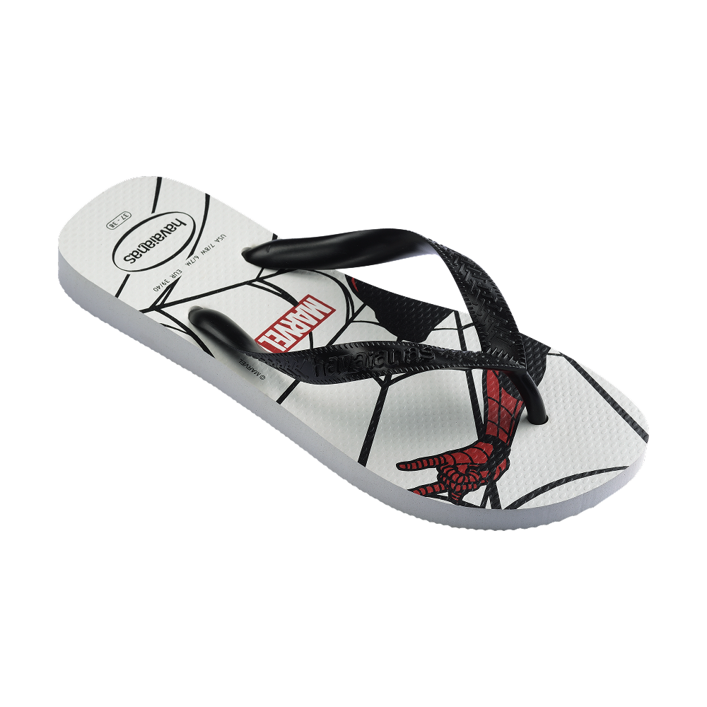 Havaianas Top Marvel Logomania White/Black Flip Flops Side View