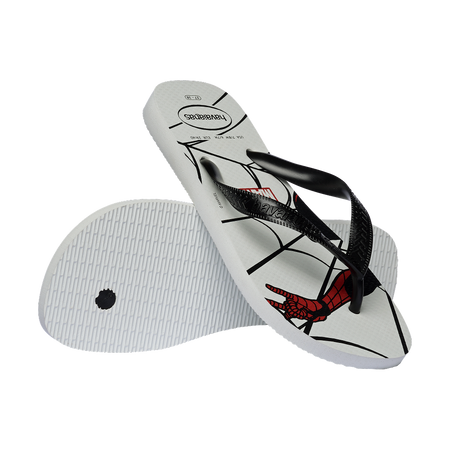 Havaianas Top Marvel Logomania White/Black Flip Flops Pair Shot