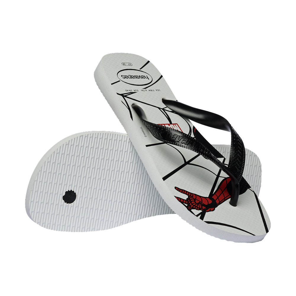Havaianas Top Marvel Logomania White/Black Flip Flops Pair Shot