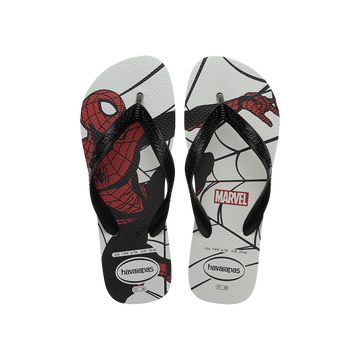 Havaianas Top Marvel Logomania White/Black Flip Flops Front View