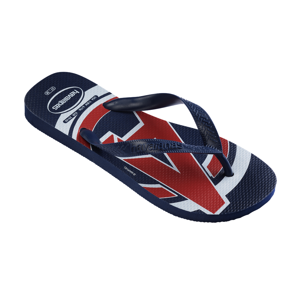 Havaianas Top Marvel Logomania Navy Blue/Navy Blue/Navy Blue Flip Flops Side View