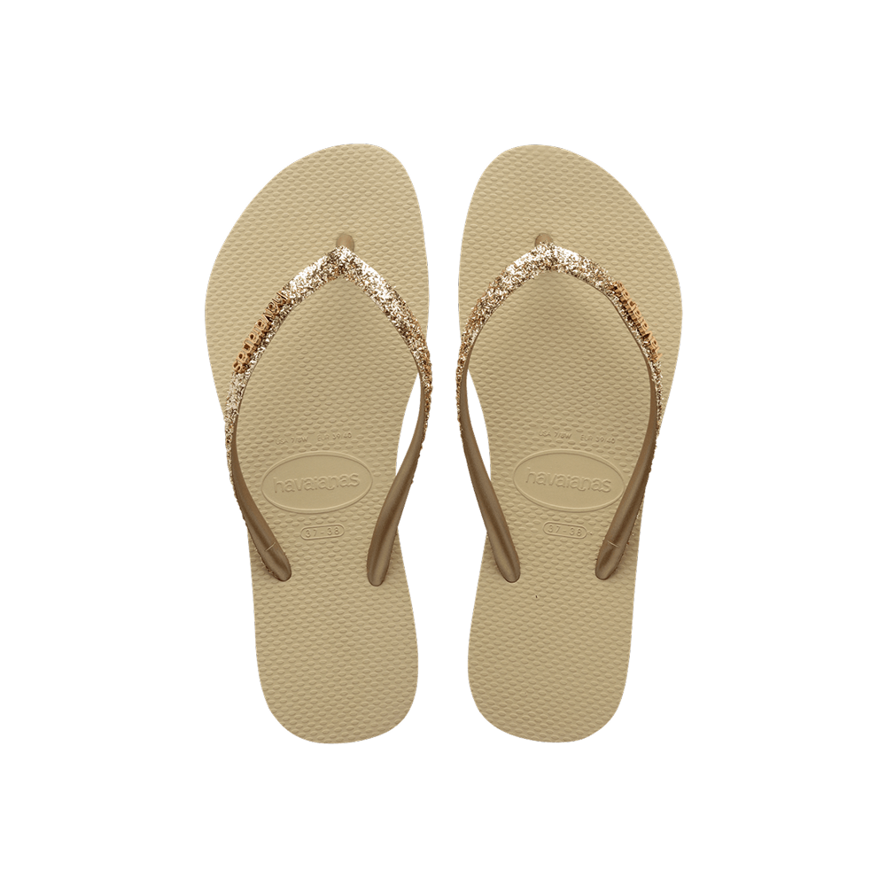 Havaianas Slim Glitter Ii Sand Grey Flip Flops Front View