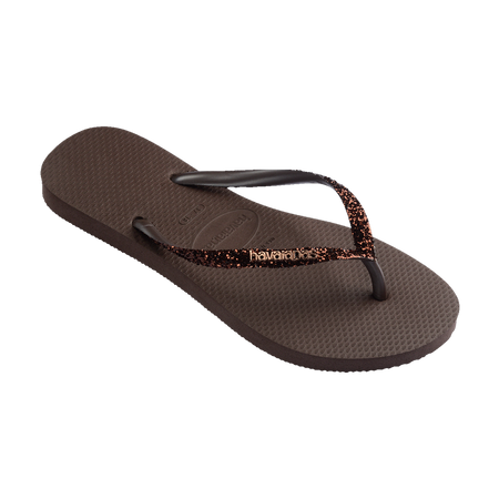 Havaianas Slim Glitter Ii Dark Brown Flip Flops Side View