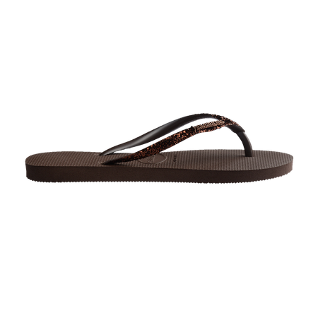 Havaianas Slim Glitter Ii Dark Brown Flip Flops Detail View