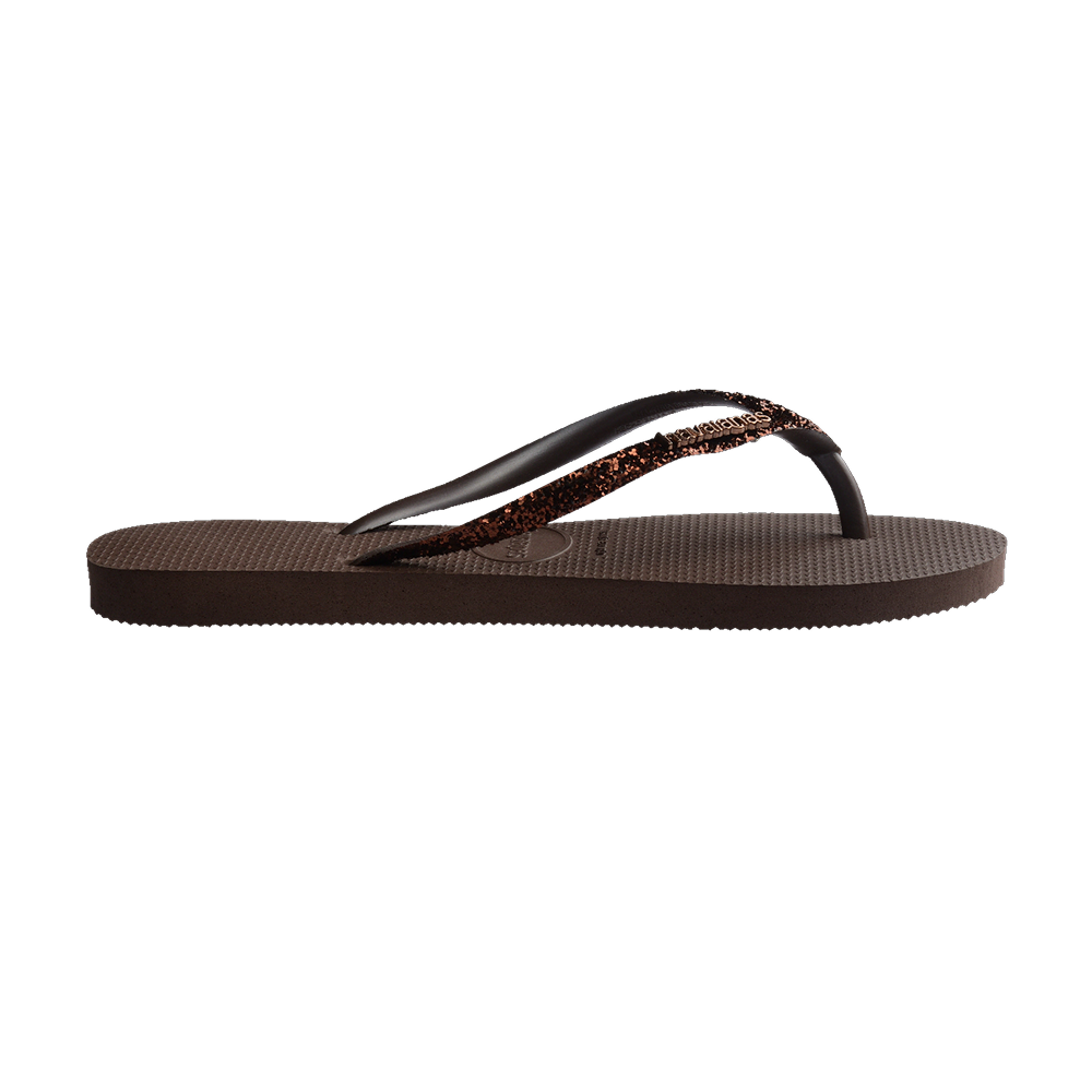 Havaianas Slim Glitter Ii Dark Brown Flip Flops Detail View
