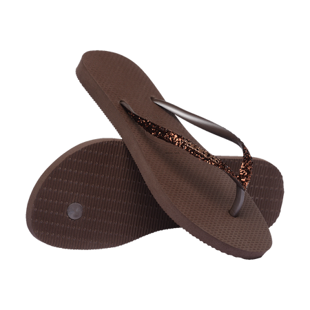Havaianas Slim Glitter Ii Dark Brown Flip Flops Pair Shot
