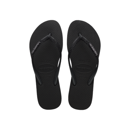 Havaianas Slim Glitter Ii Black/Black Flip Flops Front View